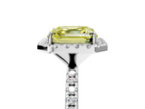 White gold Fancy Yellow Asscher  Halo Round Diamond Pavé Band Four-Prong Ring_8