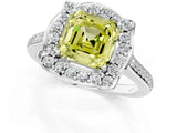 White gold Fancy Yellow Asscher  Halo Round Diamond Pave Band with Four-Prong Setting_94