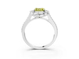 White gold Fancy Yellow Asscher  Halo Round Diamond Pave Band with Four-Prong Setting_94