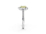 White gold Fancy Yellow Asscher  Halo Round Diamond Pave Band with Four-Prong Setting_95