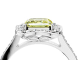 White gold Fancy Yellow Asscher  Halo Round Diamond Pave Band with Four-Prong Setting_95