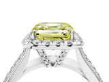 White gold Fancy Yellow Asscher  Halo Round Diamond Pave Band with Prong Setting_28