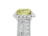 White gold Fancy Yellow Asscher  Halo Round Diamond Pave Band with Prong Setting_29