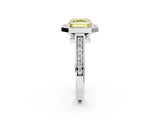 White gold Fancy Yellow Asscher  Halo Solitaire Diamond Ring with Pave Band and Bezel Setting_47