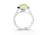 White gold Fancy Yellow Asscher  Halo Solitaire Diamond Ring with Pave Band and Bezel Setting_49