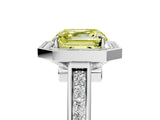 White gold Fancy Yellow Asscher  Halo Solitaire Diamond Ring with Pave Band and Bezel Setting_50