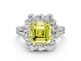 White gold Fancy Yellow Asscher  Halo Split Shank Diamond Engagement Ring with Pave Band and Four-Prong Setting_17