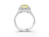 White gold Fancy Yellow Asscher  Halo Split Shank Diamond Engagement Ring with Pave Band and Four-Prong Setting_20