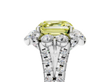 White gold Fancy Yellow Asscher  Halo Split Shank Diamond Engagement Ring with Pave Band and Four-Prong Setting_22