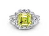 White gold Fancy Yellow Asscher  Halo Split Shank Diamond Engagement Ring with Prong Setting_17