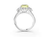 White gold Fancy Yellow Asscher  Halo Split Shank Diamond Engagement Ring with Prong Setting_20
