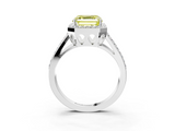 White gold Fancy Yellow Asscher  Halo Split Shank Diamond Ring with Four-Prong Setting_19