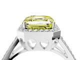 White gold Fancy Yellow Asscher  Halo Split Shank Diamond Ring with Four-Prong Setting_21