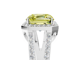 White gold Fancy Yellow Asscher  Halo Split Shank Diamond Ring with Four-Prong Setting_22