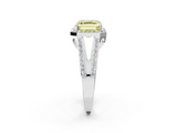 White gold Fancy Yellow Asscher  Halo Split Shank Diamond Ring with Four-Prong Setting_24
