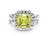 White gold Fancy Yellow Asscher  Halo Split Shank Diamond Ring with Pavé Setting_55