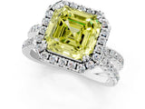 White gold Fancy Yellow Asscher  Halo Split Shank Diamond Ring with Pavé Setting_56