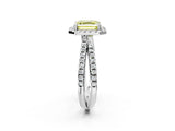 White gold Fancy Yellow Asscher  Halo Split Shank Diamond Ring with Pavé Setting_57