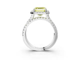 White gold Fancy Yellow Asscher  Halo Split Shank Diamond Ring with Pavé Setting_58