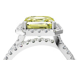 White gold Fancy Yellow Asscher  Halo Split Shank Diamond Ring with Pavé Setting_59