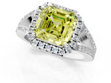 White gold Fancy Yellow Asscher  Halo Split Shank Diamond Ring with Prong Setting_1