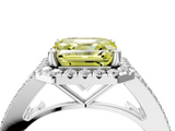 White gold Fancy Yellow Asscher  Halo Split Shank Diamond Ring with Prong Setting_4