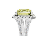 White gold Fancy Yellow Asscher  Halo Split Shank Diamond Ring with Prong Setting_5