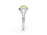 White gold Fancy Yellow Asscher  Halo Split Shank Pave Diamond Ring with Four-Prong Setting_66