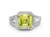 White gold Fancy Yellow Asscher  Halo Split Shank Pave Diamond Ring with Four-Prong Setting_67