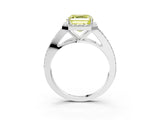 White gold Fancy Yellow Asscher  Halo Split Shank Pave Diamond Ring with Four-Prong Setting_67