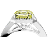 White gold Fancy Yellow Asscher  Halo Split Shank Pave Diamond Ring with Four-Prong Setting_68
