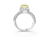 White gold Fancy Yellow Asscher  Halo Split Shank Pave Diamond Ring with Petal Prong Setting_35