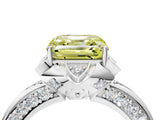 White gold Fancy Yellow Asscher  Halo Split Shank Pave Diamond Ring with Petal Prong Setting_36