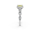 White gold Fancy Yellow Asscher  Halo Twist Band Solitaire Ring with Six-Prong Setting_34
