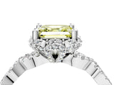 White gold Fancy Yellow Asscher  Halo Twist Band Solitaire Ring with Six-Prong Setting_36