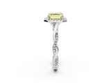 White gold Fancy Yellow Asscher  Halo Twist Band Solitaire Ring_2