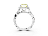 White gold Fancy Yellow Asscher  Halo Twist Band Solitaire Ring_3
