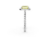 White gold Fancy Yellow Asscher  Halo Twisted Band Four-Prong Diamond Ring_2