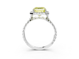 White gold Fancy Yellow Asscher  Halo Twisted Band Four-Prong Diamond Ring_3