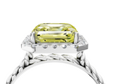White gold Fancy Yellow Asscher  Halo Twisted Band Four-Prong Diamond Ring_4