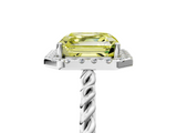 White gold Fancy Yellow Asscher  Halo Twisted Band Four-Prong Diamond Ring_5