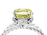 White gold Fancy Yellow Asscher  Halo Twisted Band Four-Prong Ring_36