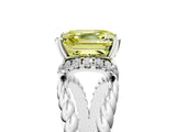 White gold Fancy Yellow Asscher  Halo Twisted Band Four-Prong Ring_37