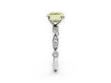 White gold Fancy Yellow Asscher  Milgrain Bezel Diamond Engagement Ring with Solitaire Prong Setting_31