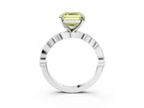 White gold Fancy Yellow Asscher  Milgrain Bezel Diamond Engagement Ring with Solitaire Prong Setting_32