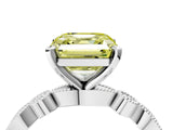 White gold Fancy Yellow Asscher  Milgrain Bezel Diamond Engagement Ring with Solitaire Prong Setting_33