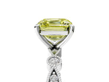 White gold Fancy Yellow Asscher  Milgrain Bezel Diamond Engagement Ring with Solitaire Prong Setting_34