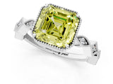 White gold Fancy Yellow Asscher  Milgrain Marquise Diamond Twist Band Ring_58