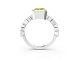 White gold Fancy Yellow Asscher  Milgrain Marquise Diamond Twist Band Ring_60