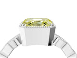 White gold Fancy Yellow Asscher  Milgrain Marquise Diamond Twist Band Ring_61
